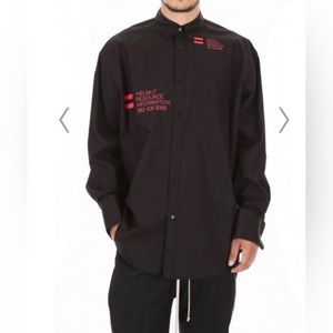 HELMUT LANG Men's HRI Shirt HRI Print Poplin black /‎ red Size: S/M NWT